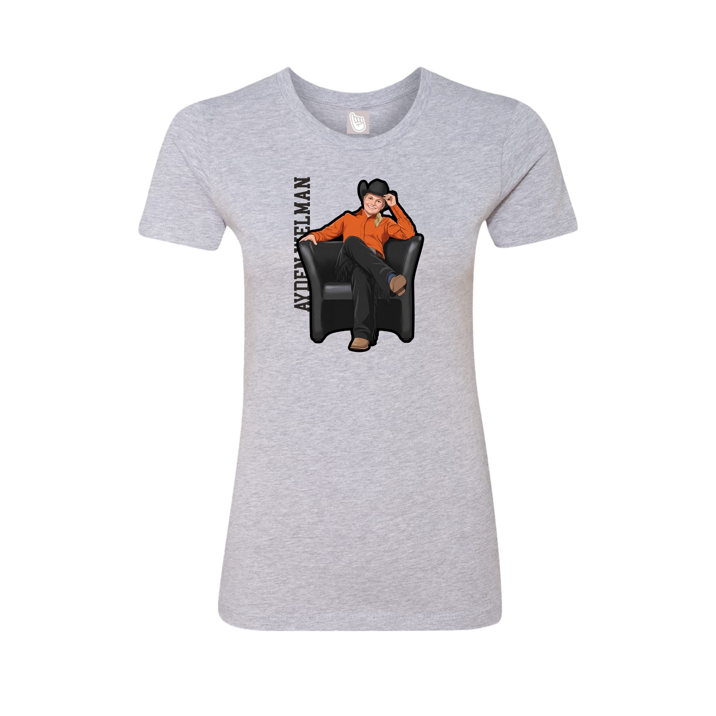 Fitted Women's Tee — Name Vertical in Grey