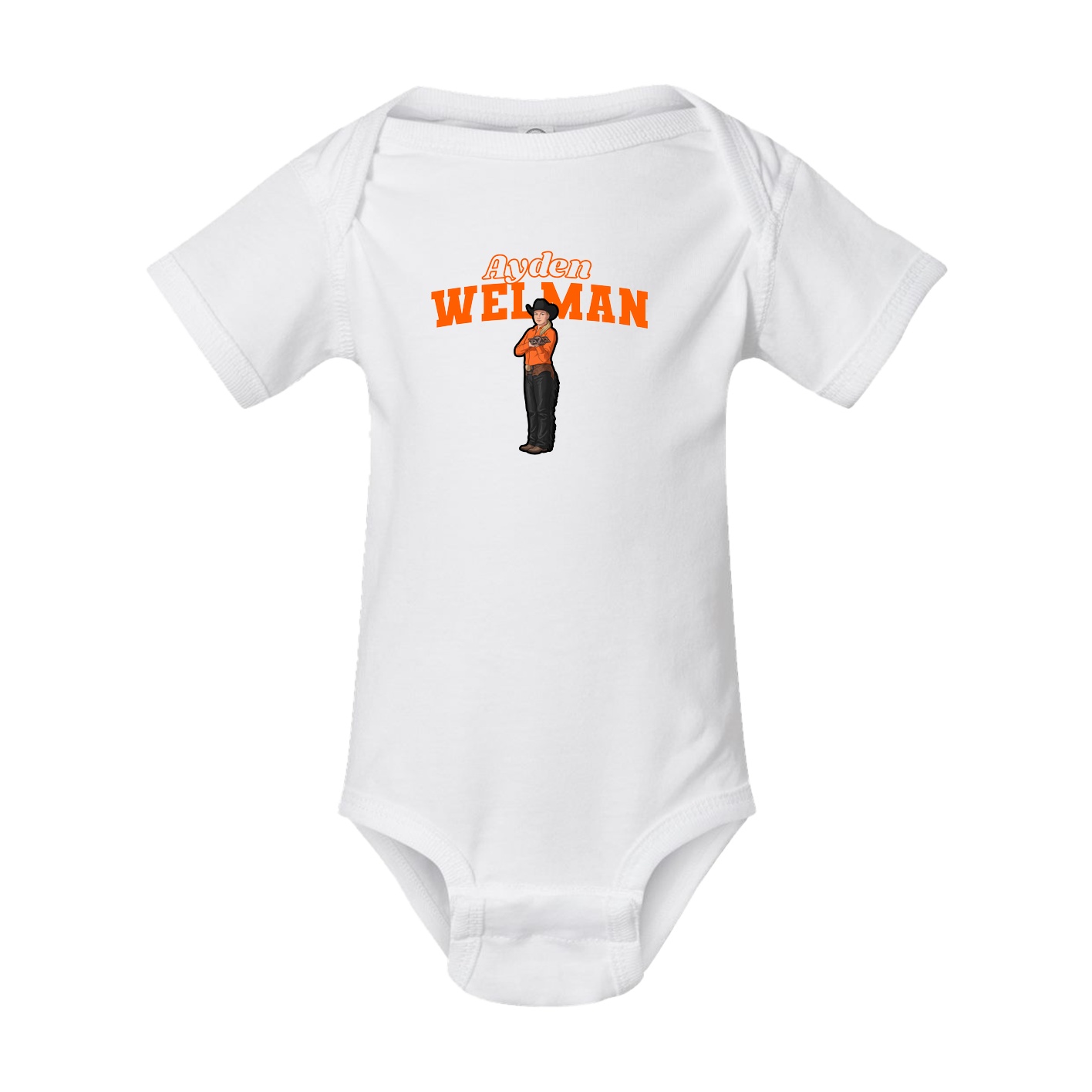 Baby Onesie — Name Arch in White