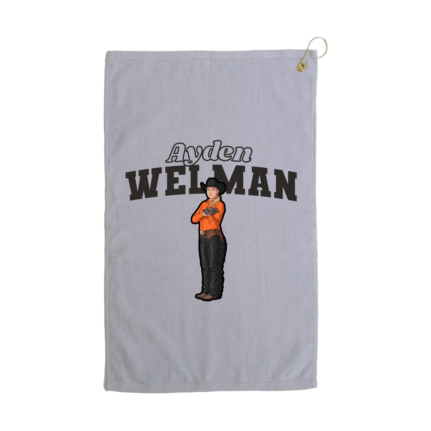 Golf Towel — Name Arch in Grey