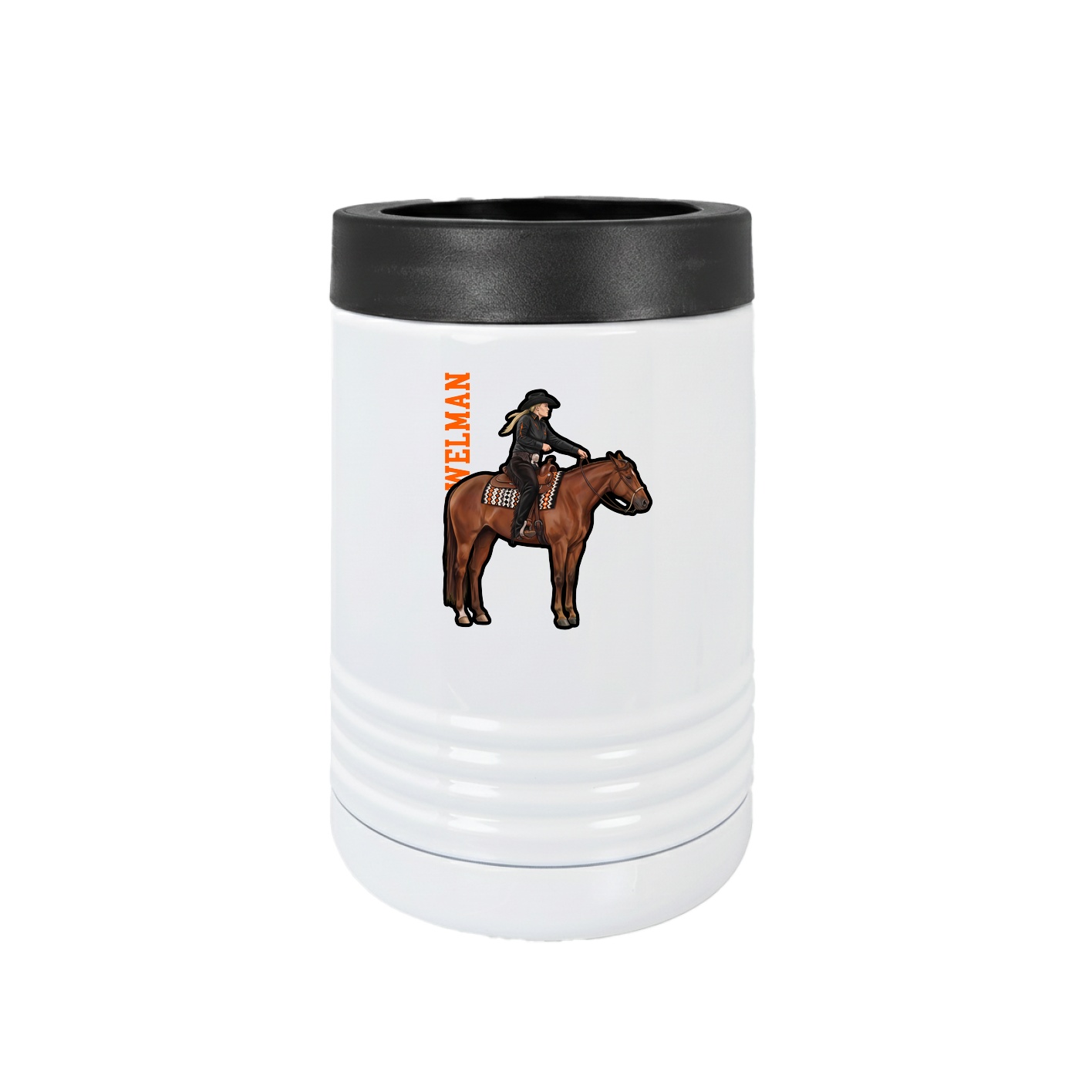 Beverage Holder — Name Vertical in White