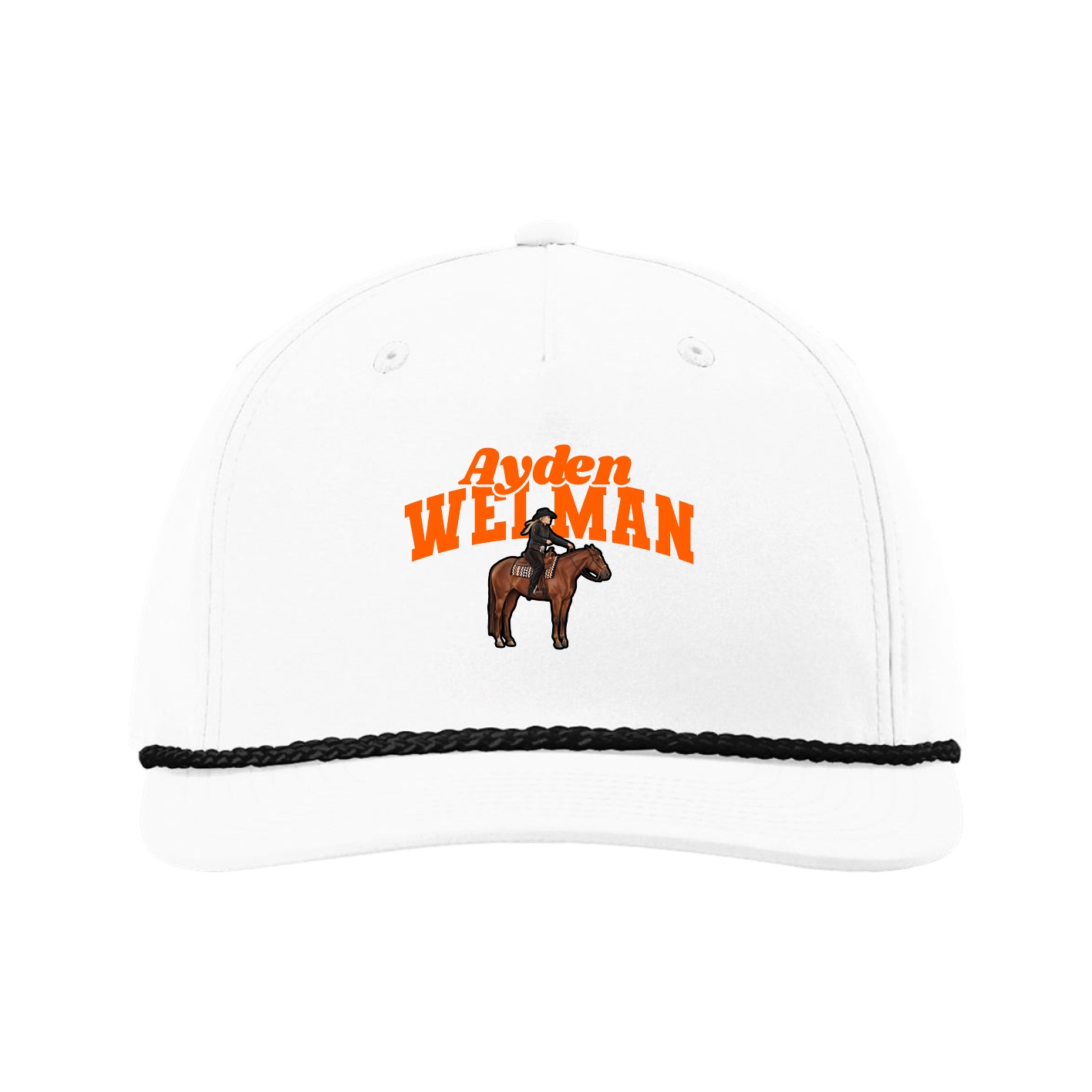 Five-Panel Classic Rope Cap — Signature Arch in White