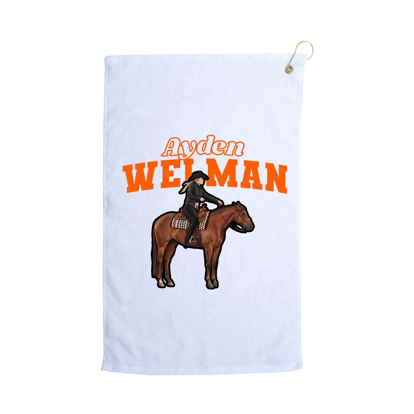 Golf Towel — Name Arch in White