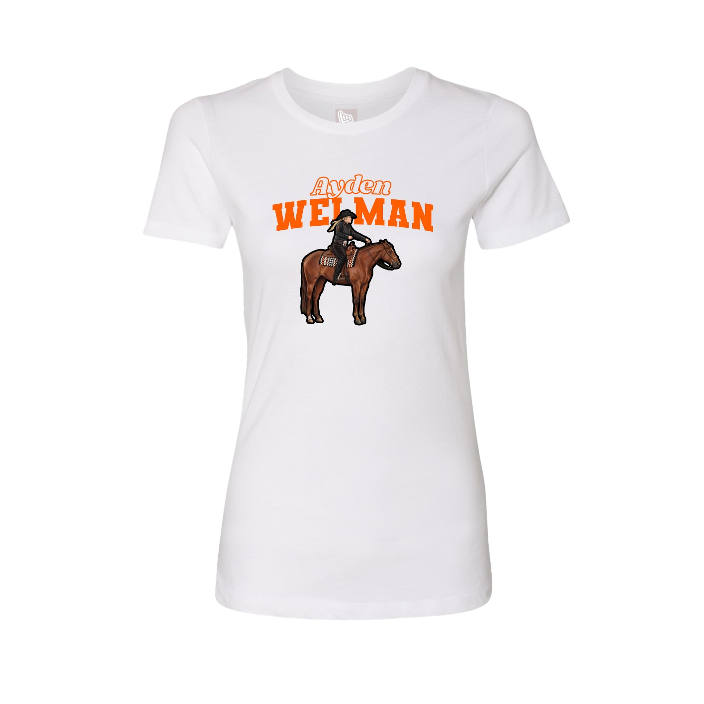 Fitted Women's Tee — Name Arch in White