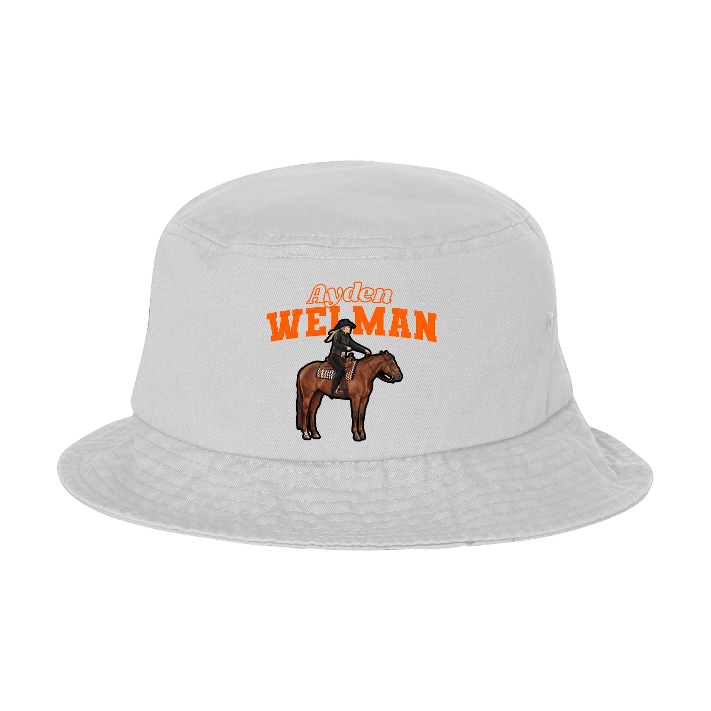 Bucket Cap — Name Arch in White