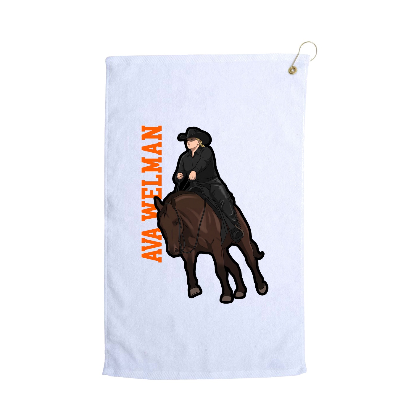 Golf Towel — Name Vertical in White