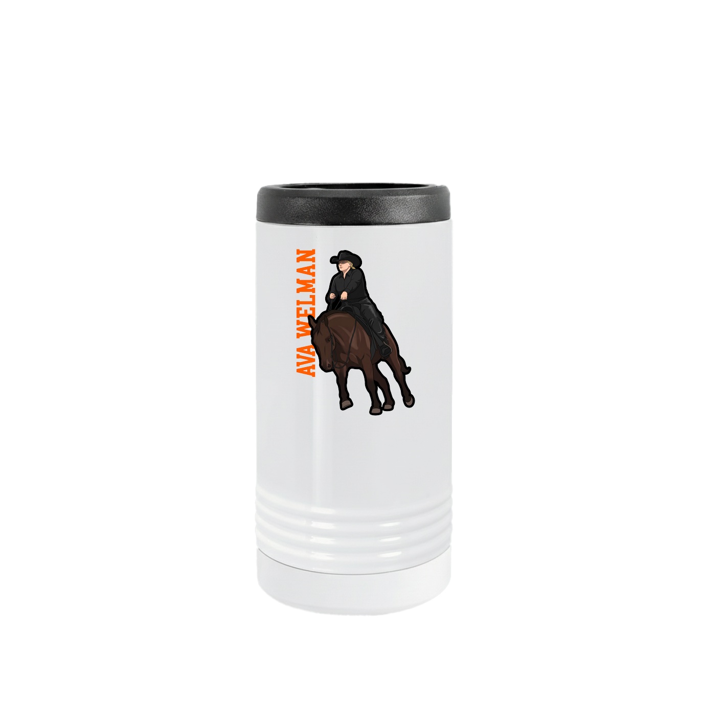 Slim Beverage Holder — Name Vertical in White
