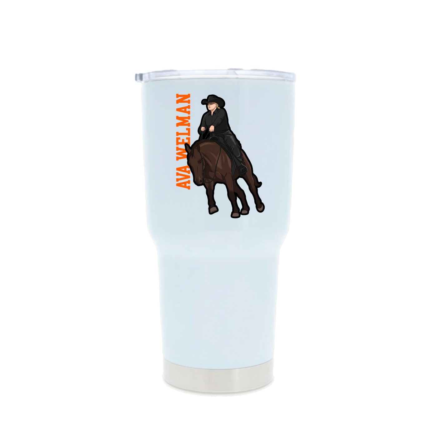 30oz Stainless Steel Tumbler — Name Vertical in White