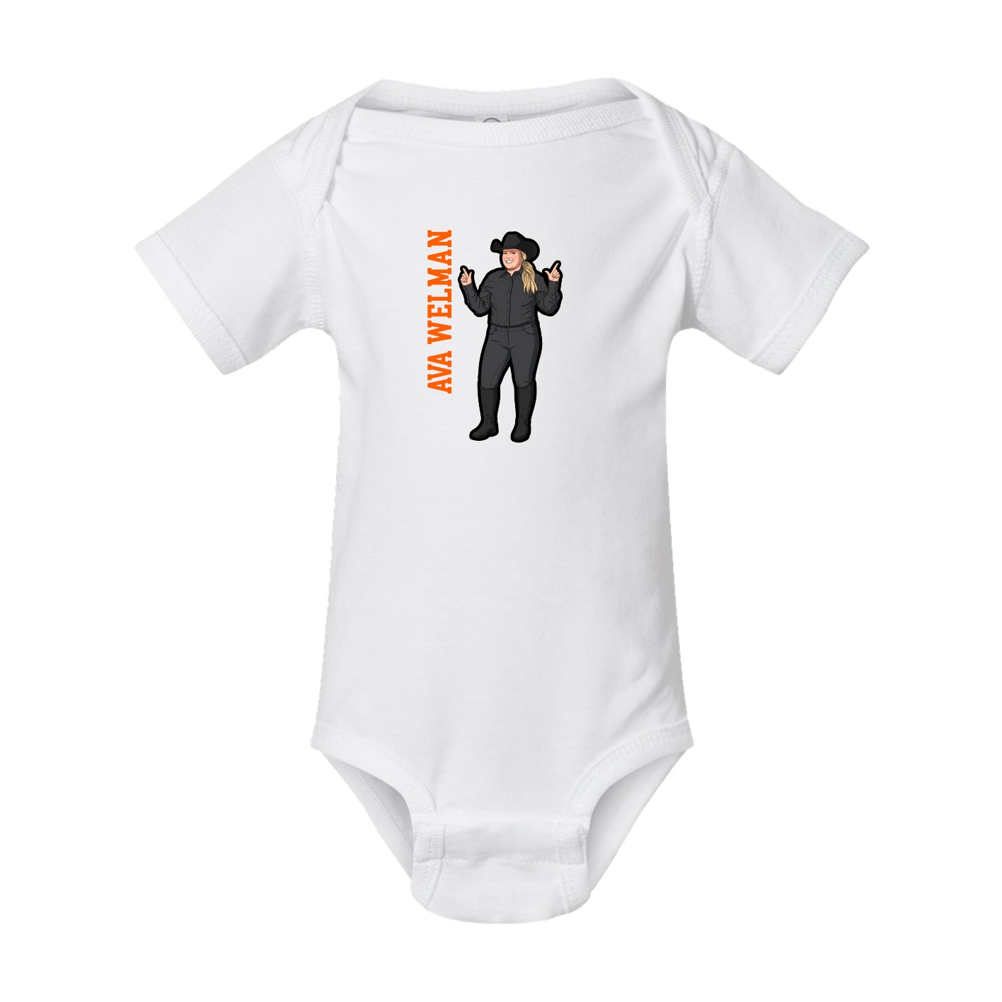 Baby Onesie — Name Vertical in White