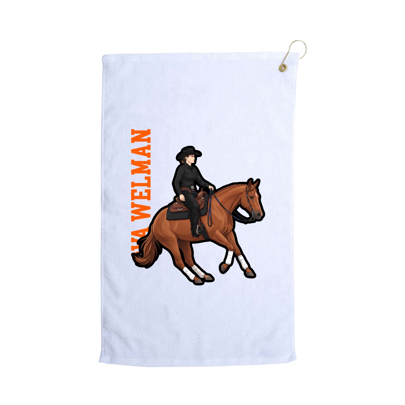 Golf Towel — Name Vertical in White