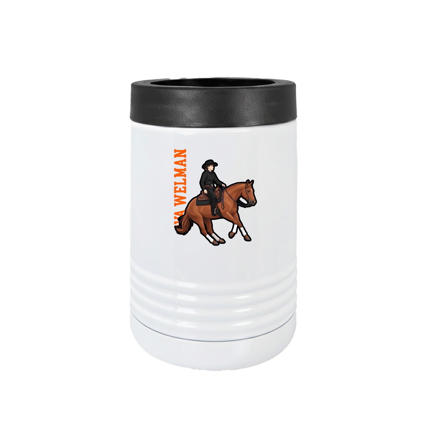Beverage Holder — Name Vertical in White