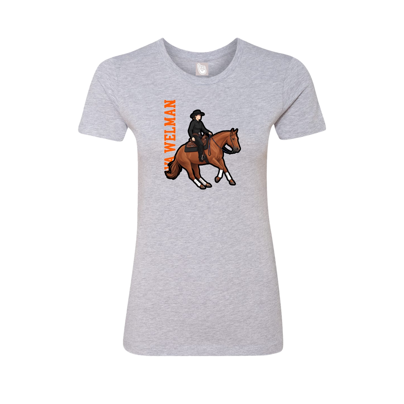 Fitted Women's Tee — Name Vertical in Grey