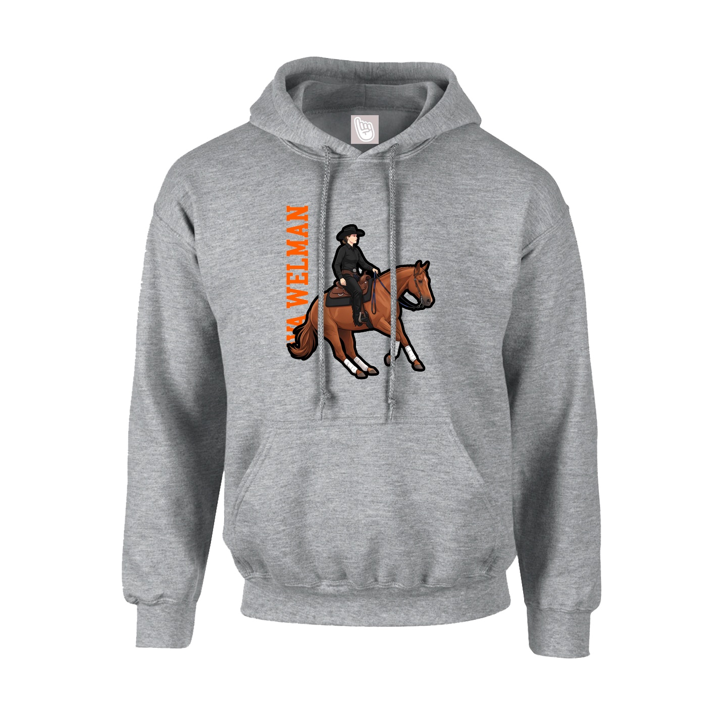 Hoodie — Name Vertical in Grey