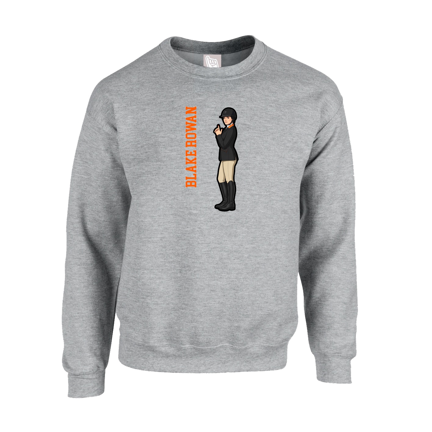 Fleece Crew — Name Vertical in Grey