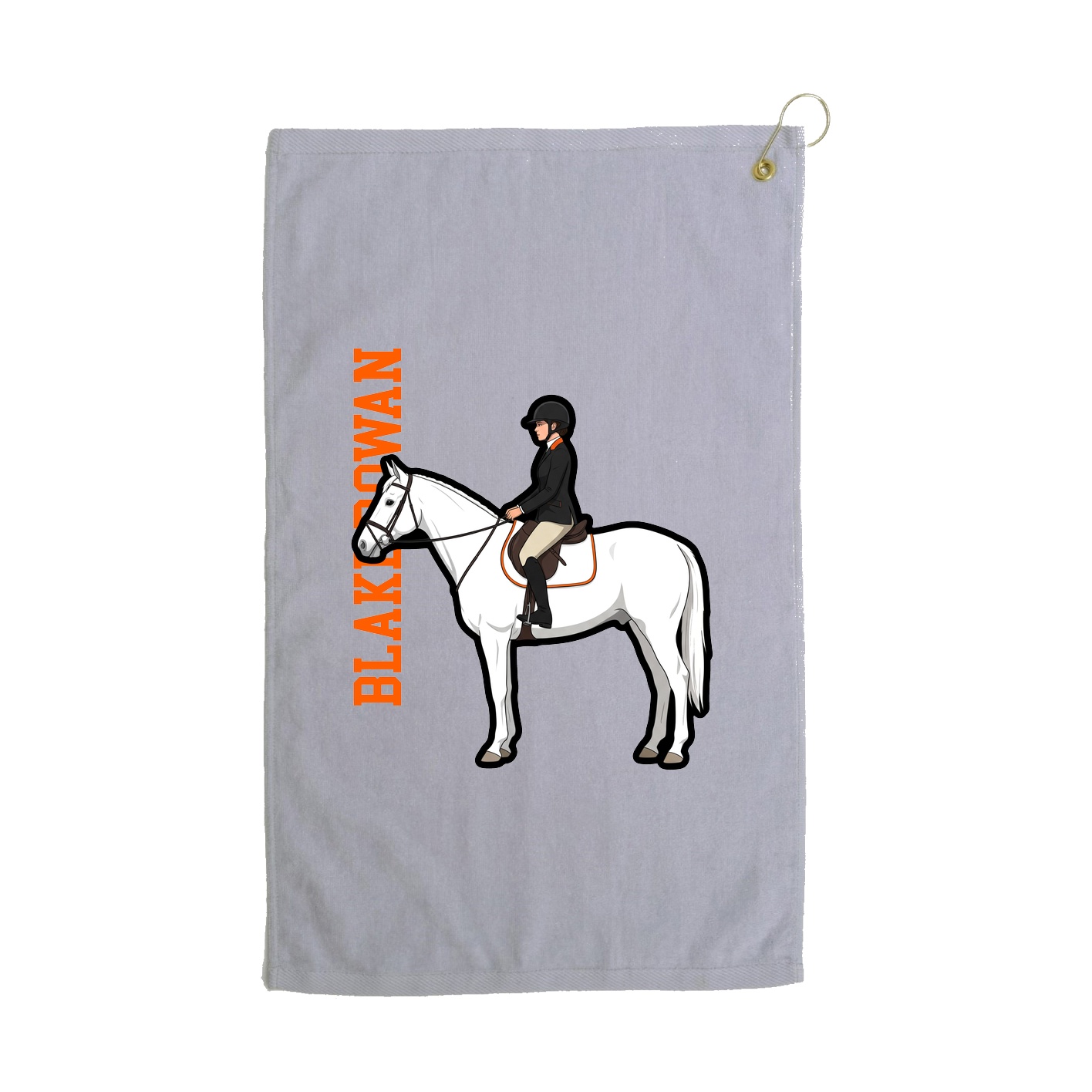 Golf Towel — Name Vertical in Grey