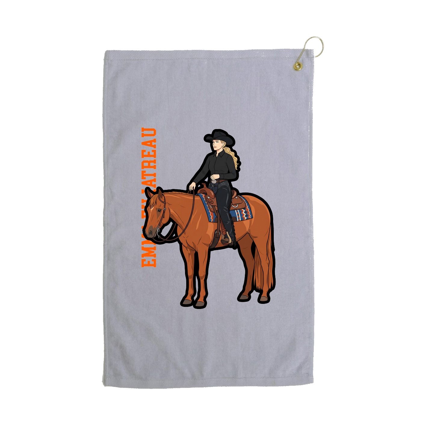 Golf Towel — Name Vertical in Grey