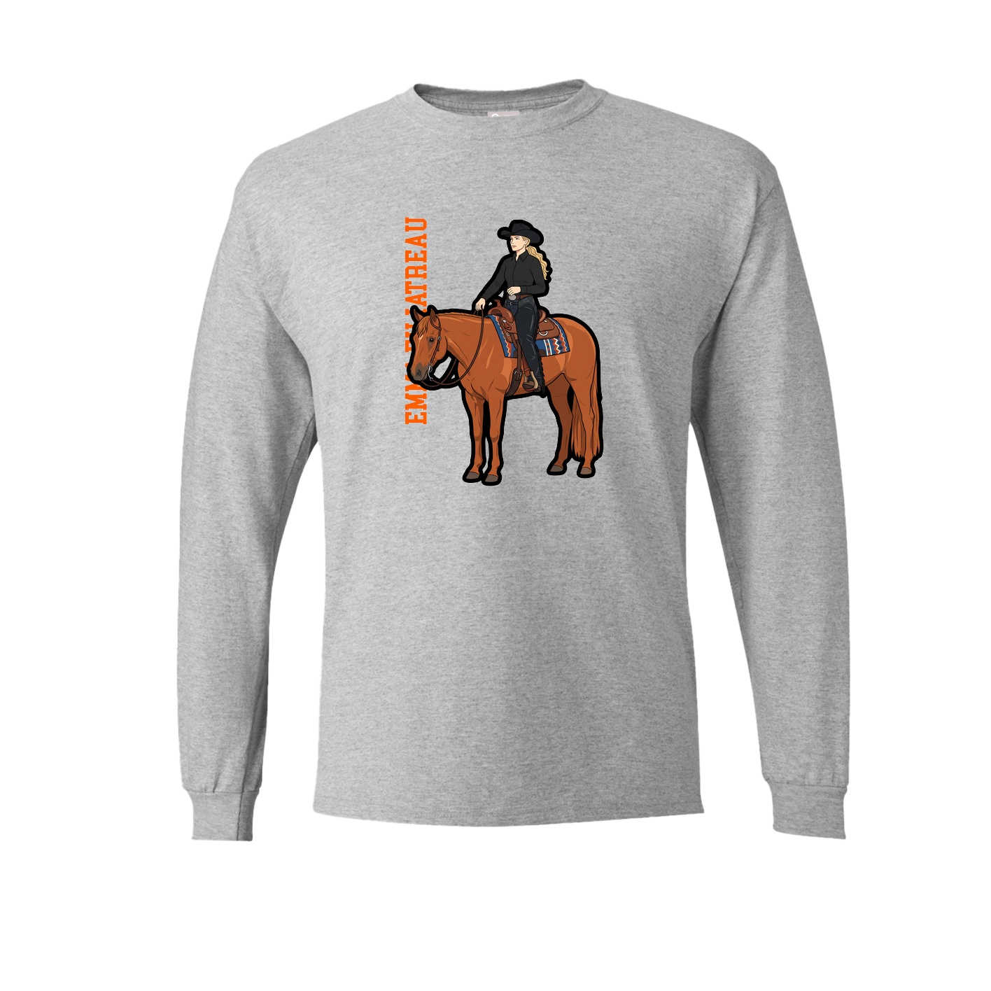 Long Sleeve Tee — Name Vertical in Grey