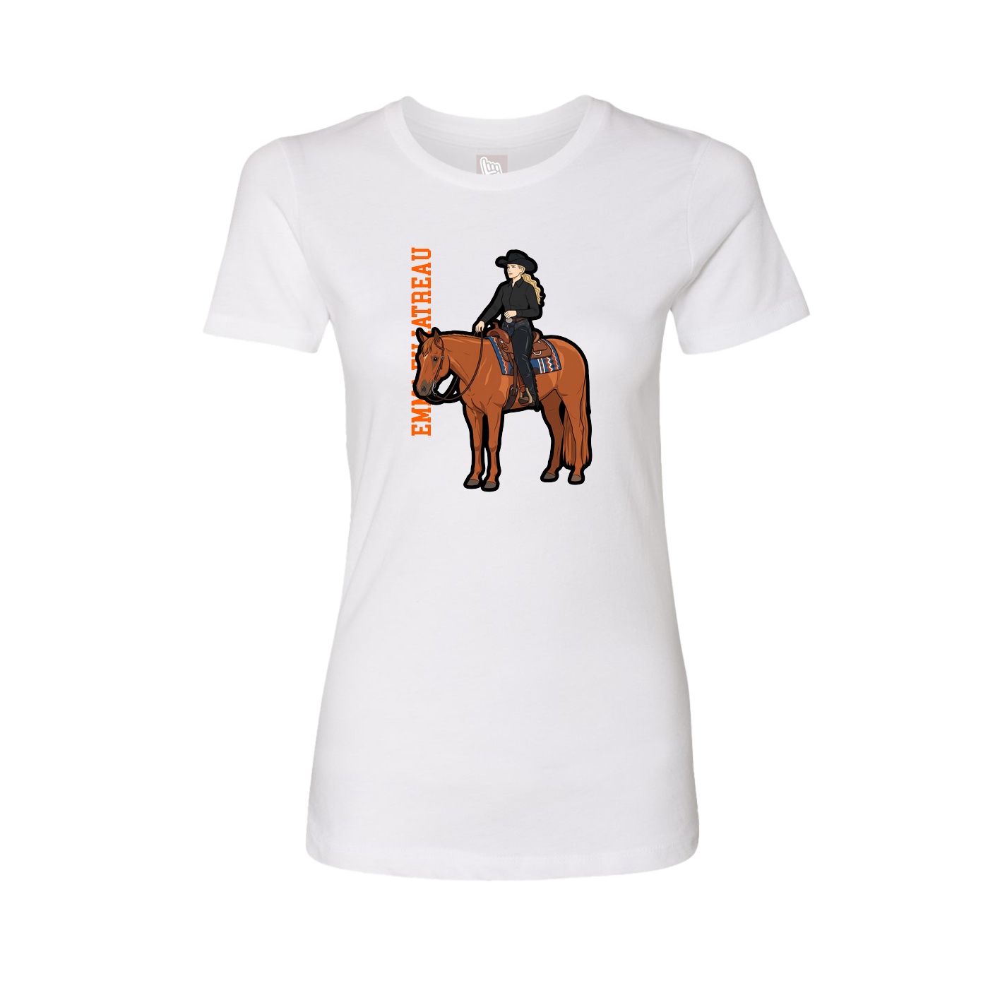 Fitted Women's Tee — Name Vertical in White