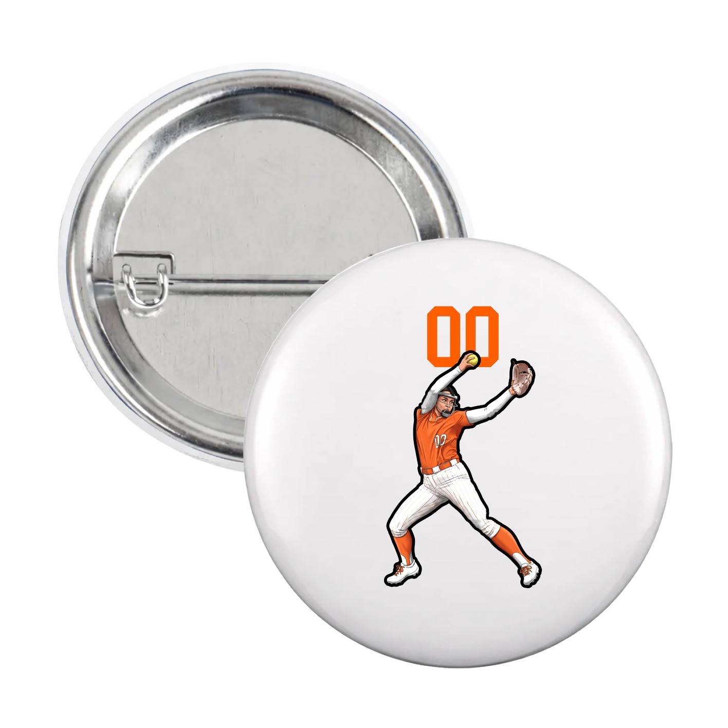 Game Day Button — Number Top in White