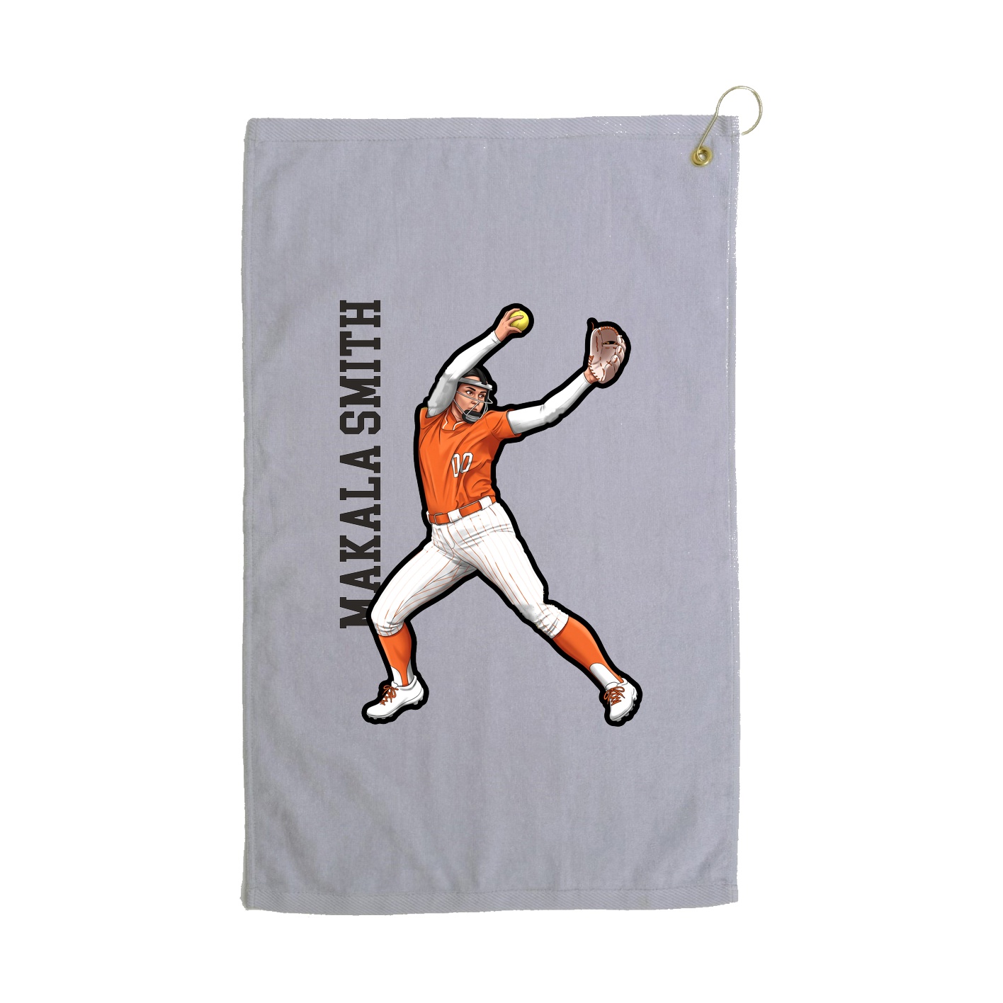 Golf Towel — Name Vertical in Grey