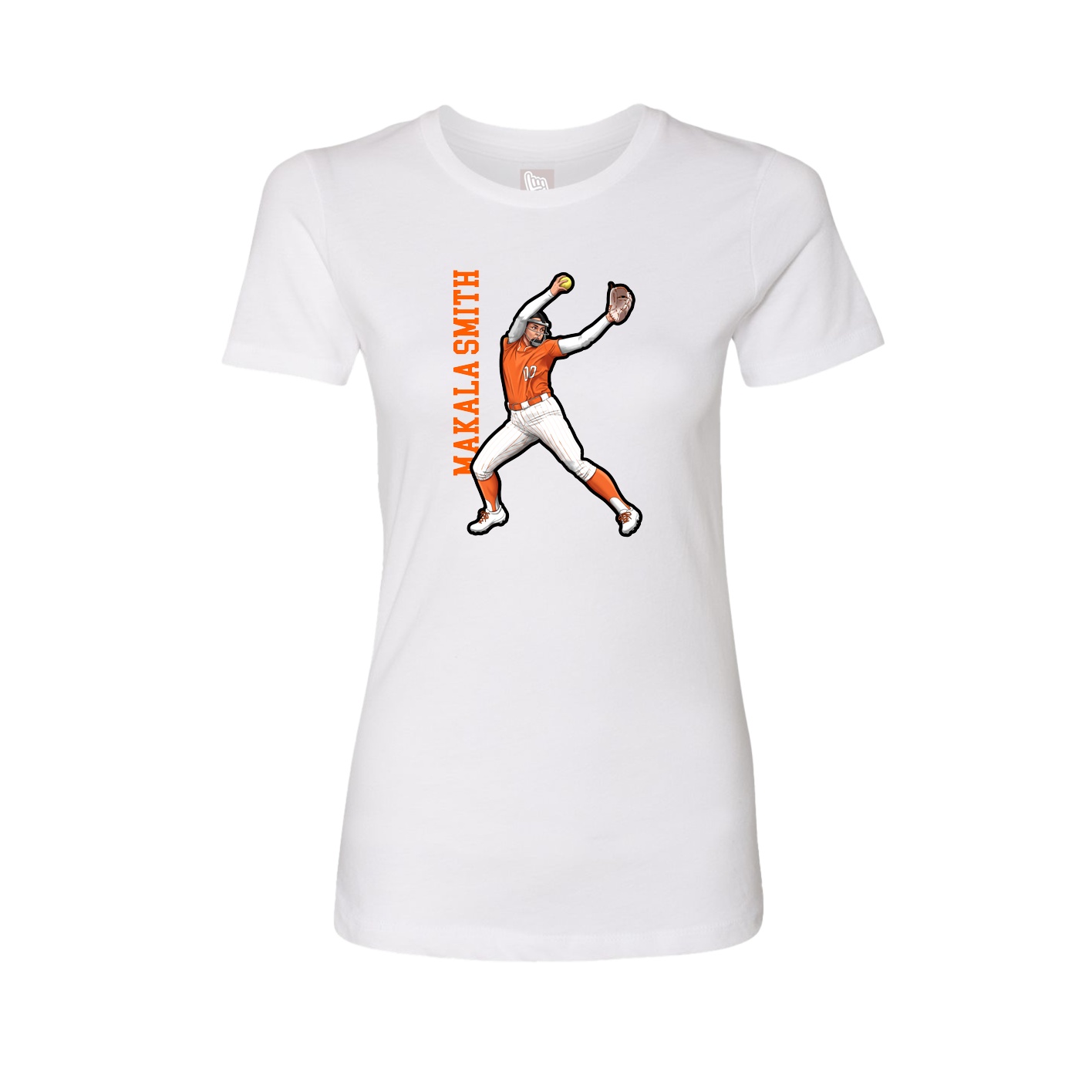 Fitted Women's Tee — Name Vertical in White