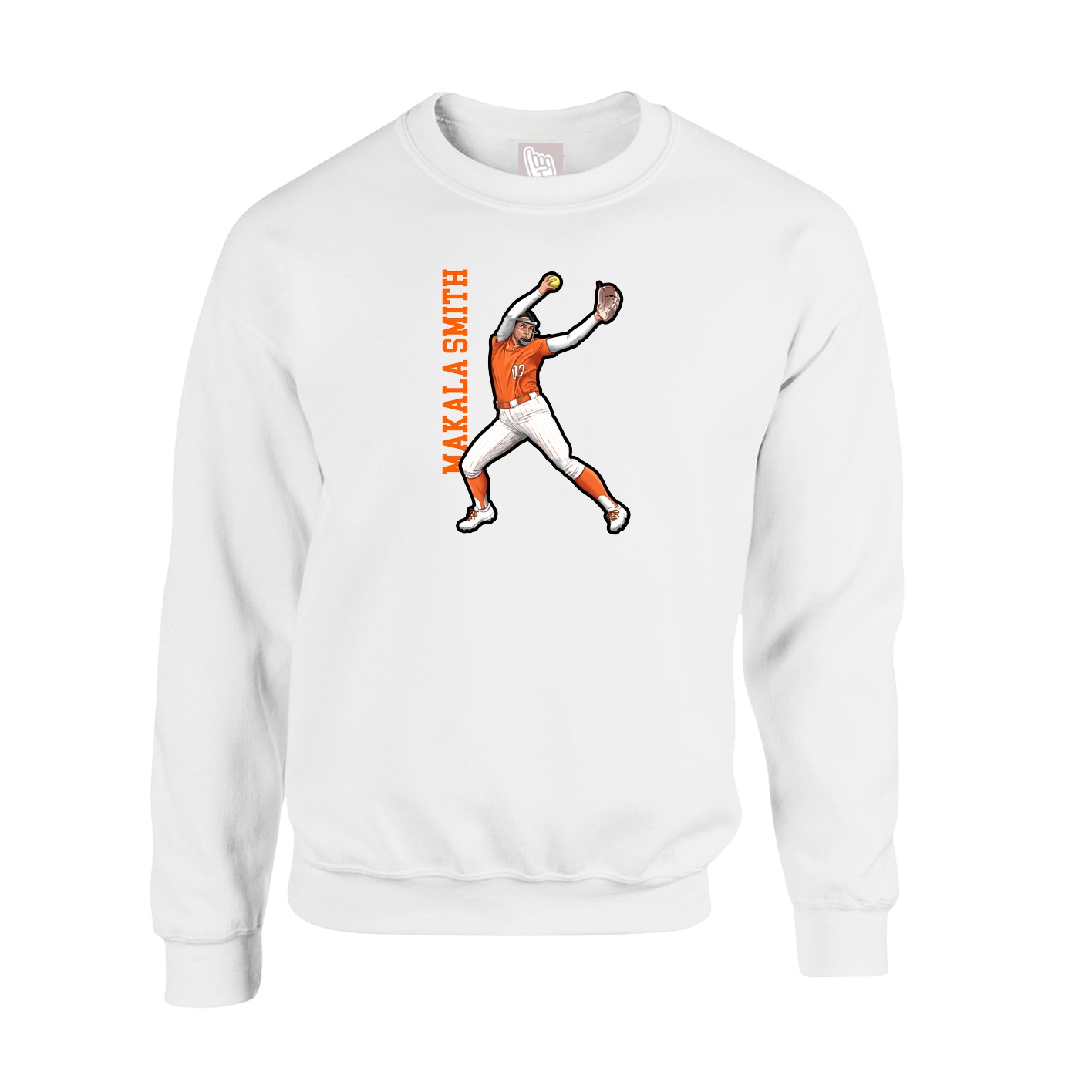 Fleece Crew — Name Vertical in White