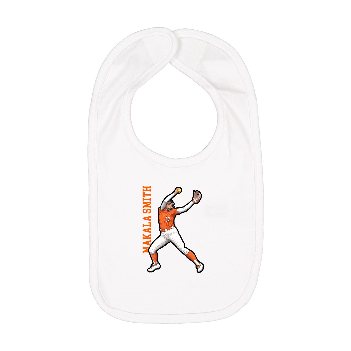 Infant Bib — Name Vertical in White