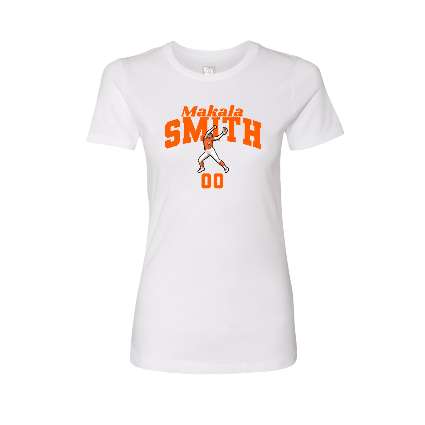 Fitted Women's Tee — Signature Arch in White