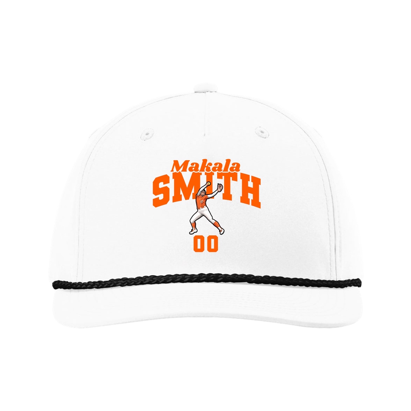 Five-Panel Classic Rope Cap — Signature Arch in White