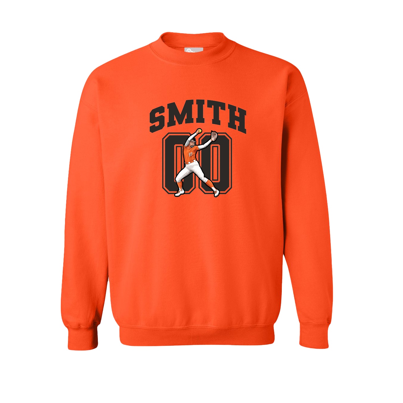 Fleece Crew — Number in Orange