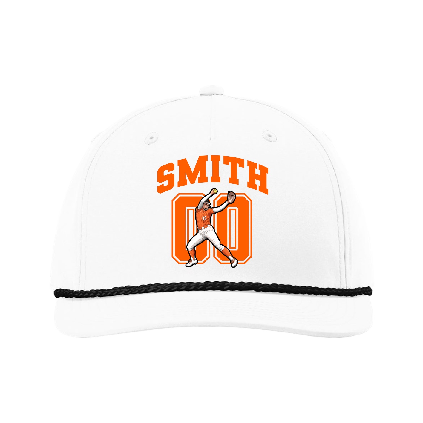 Five-Panel Classic Rope Cap — Number in White
