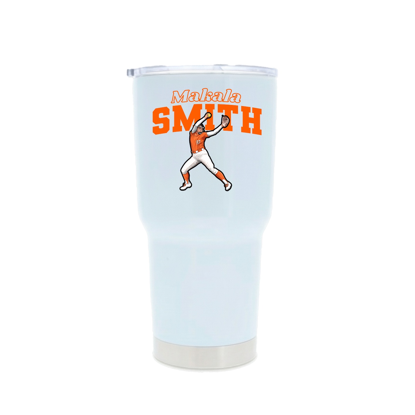 30oz Stainless Steel Tumbler — Name Arch in White