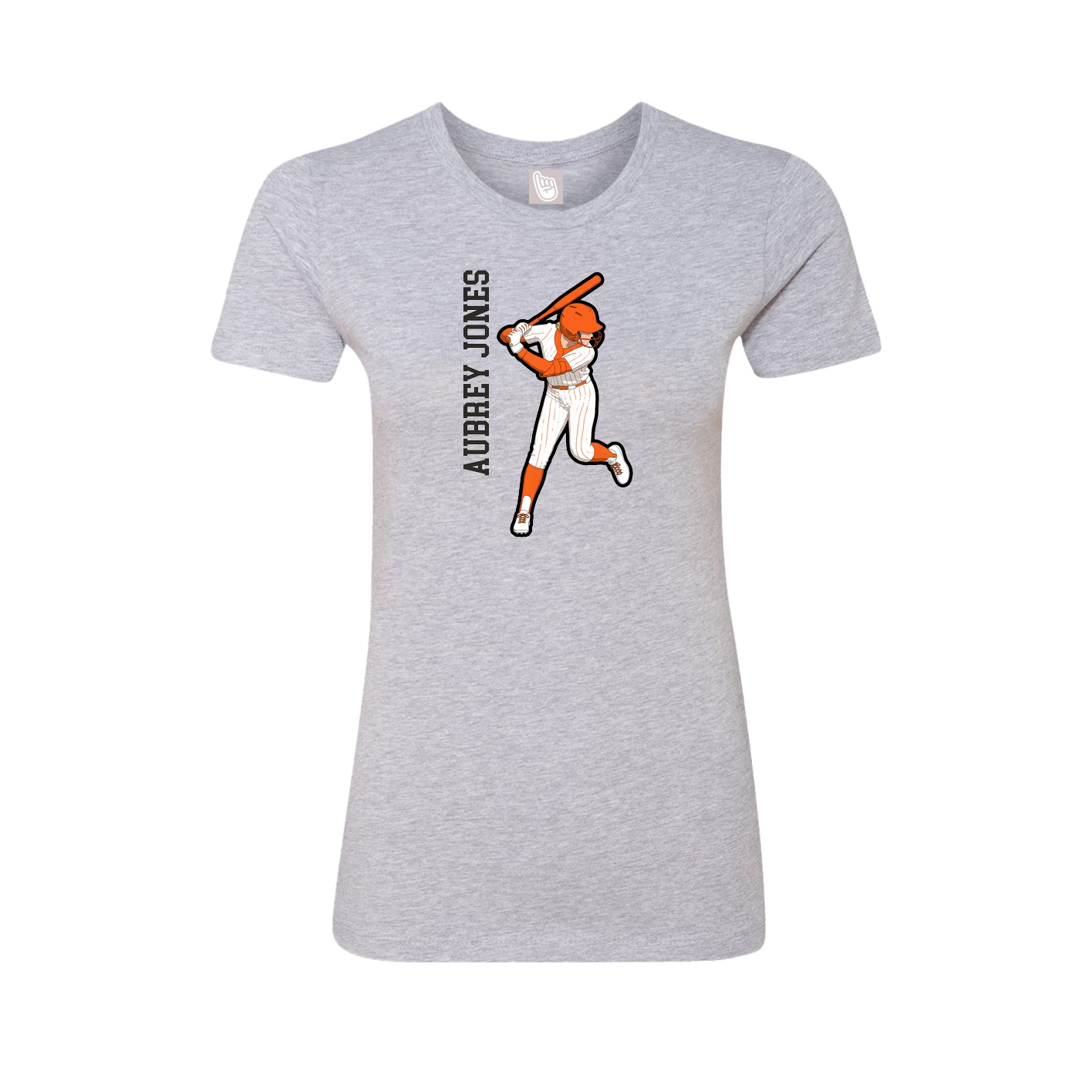 Fitted Women's Tee — Name Vertical in Grey