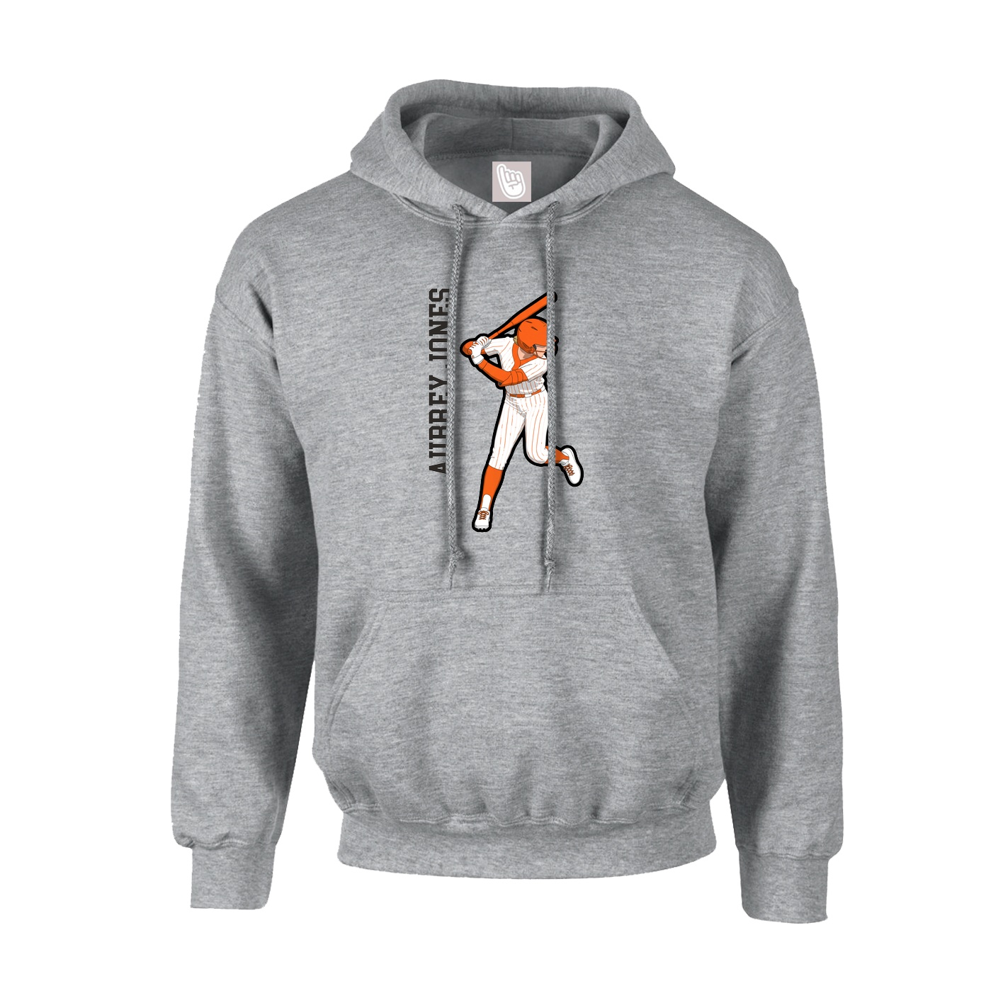Youth Hoodie — Name Vertical in Grey