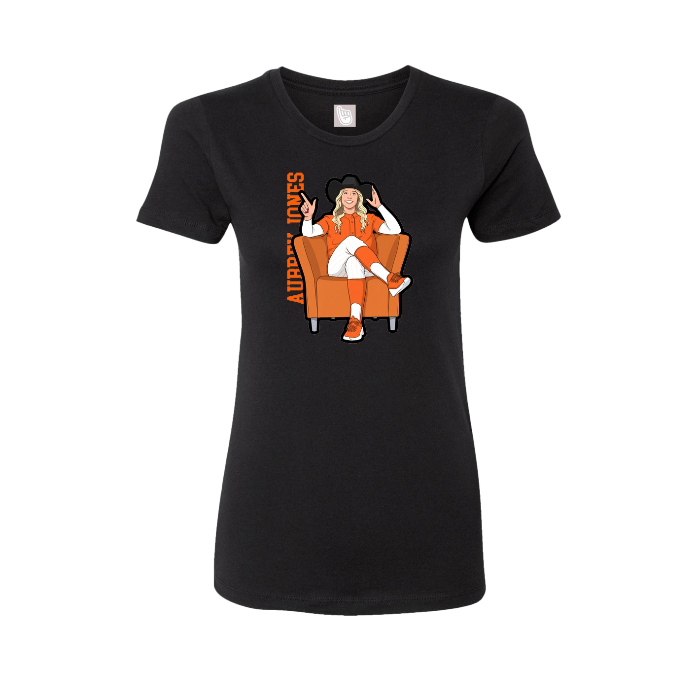 Fitted Women's Tee — Name Vertical in Black