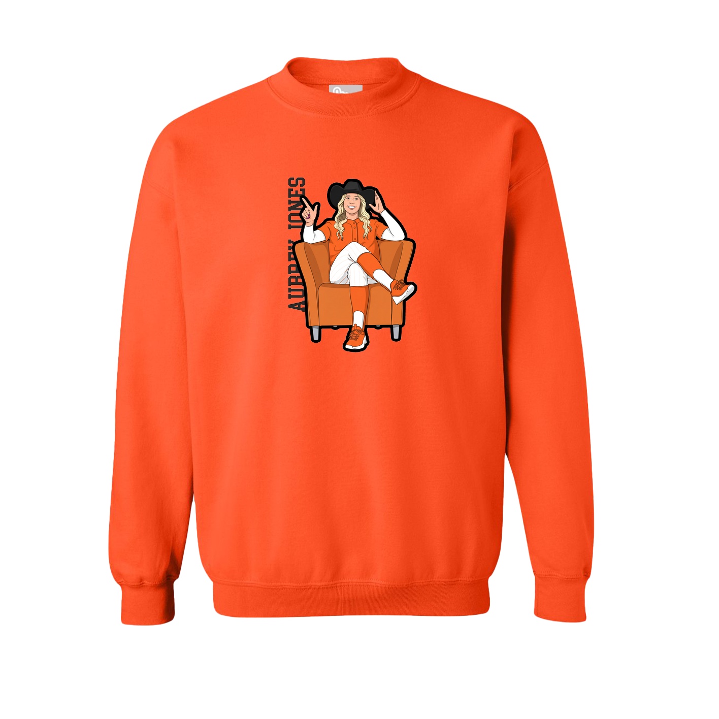 Fleece Crew — Name Vertical in Orange