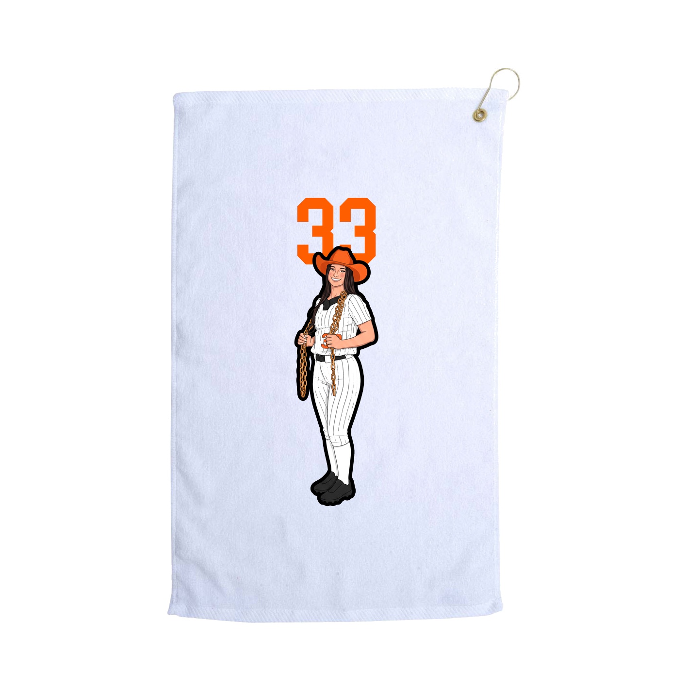 Golf Towel — Number Top in White
