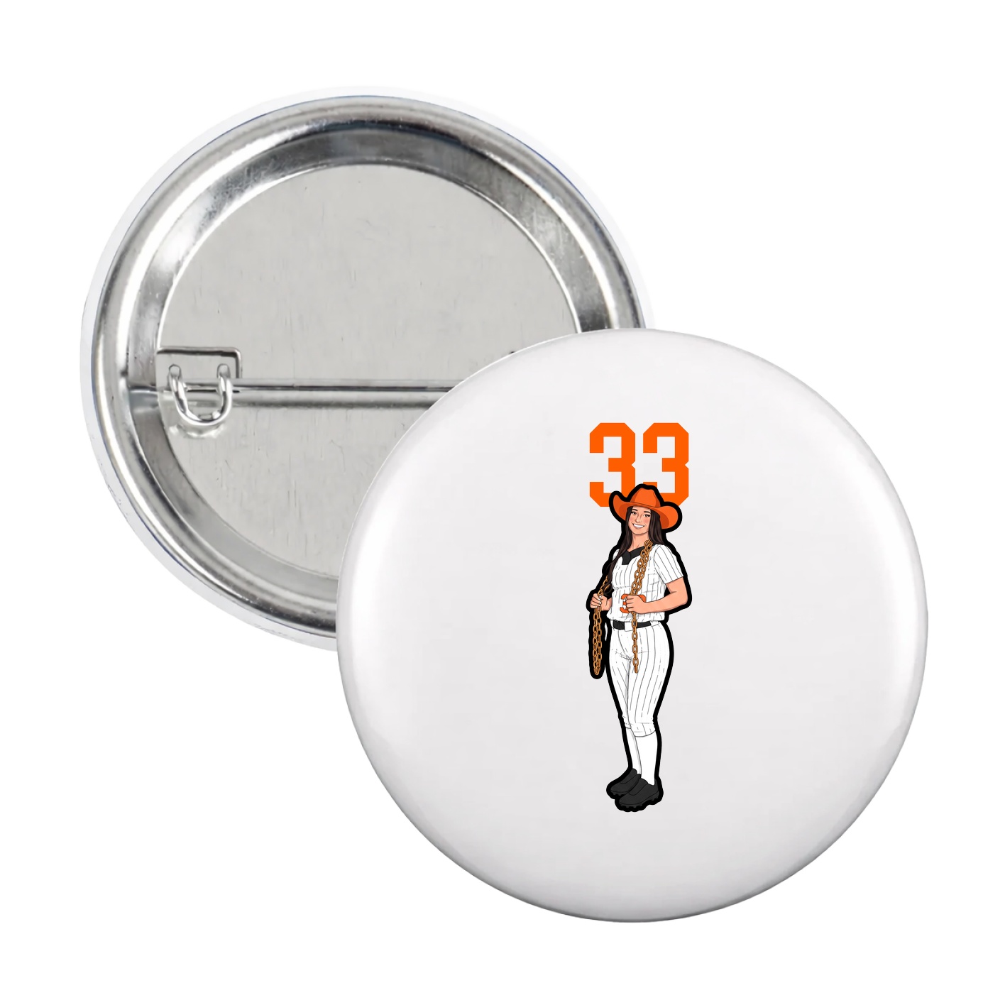Game Day Button — Number Top in White