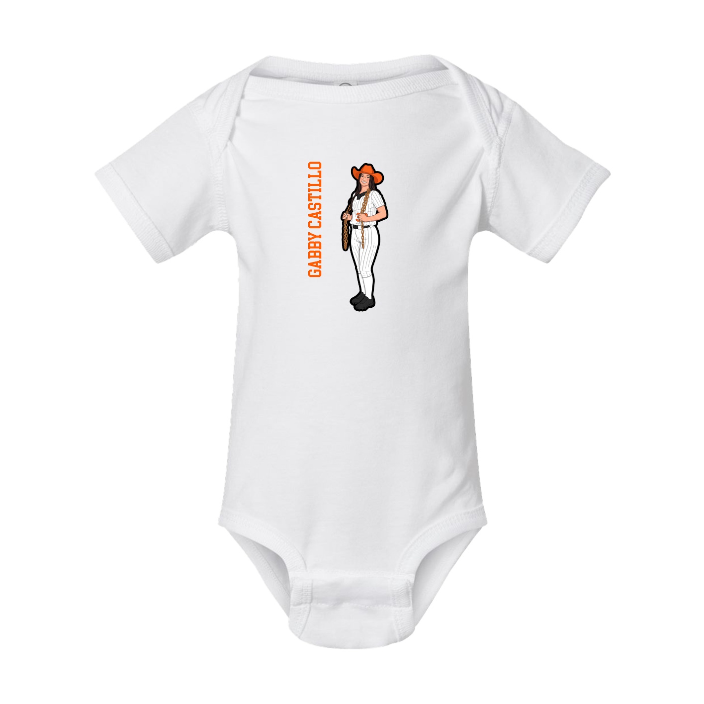 Baby Onesie — Name Vertical in White