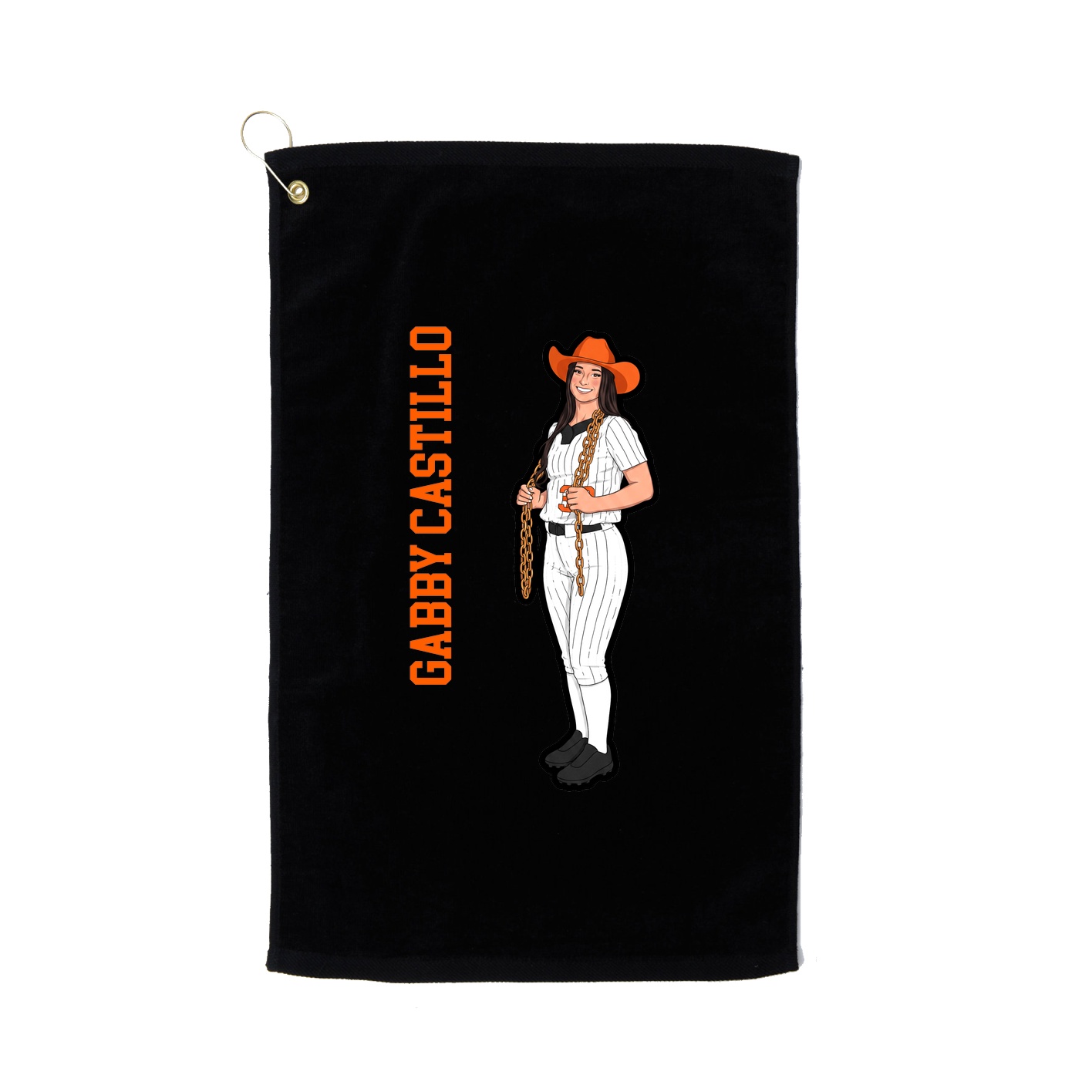 Golf Towel — Name Vertical in Black
