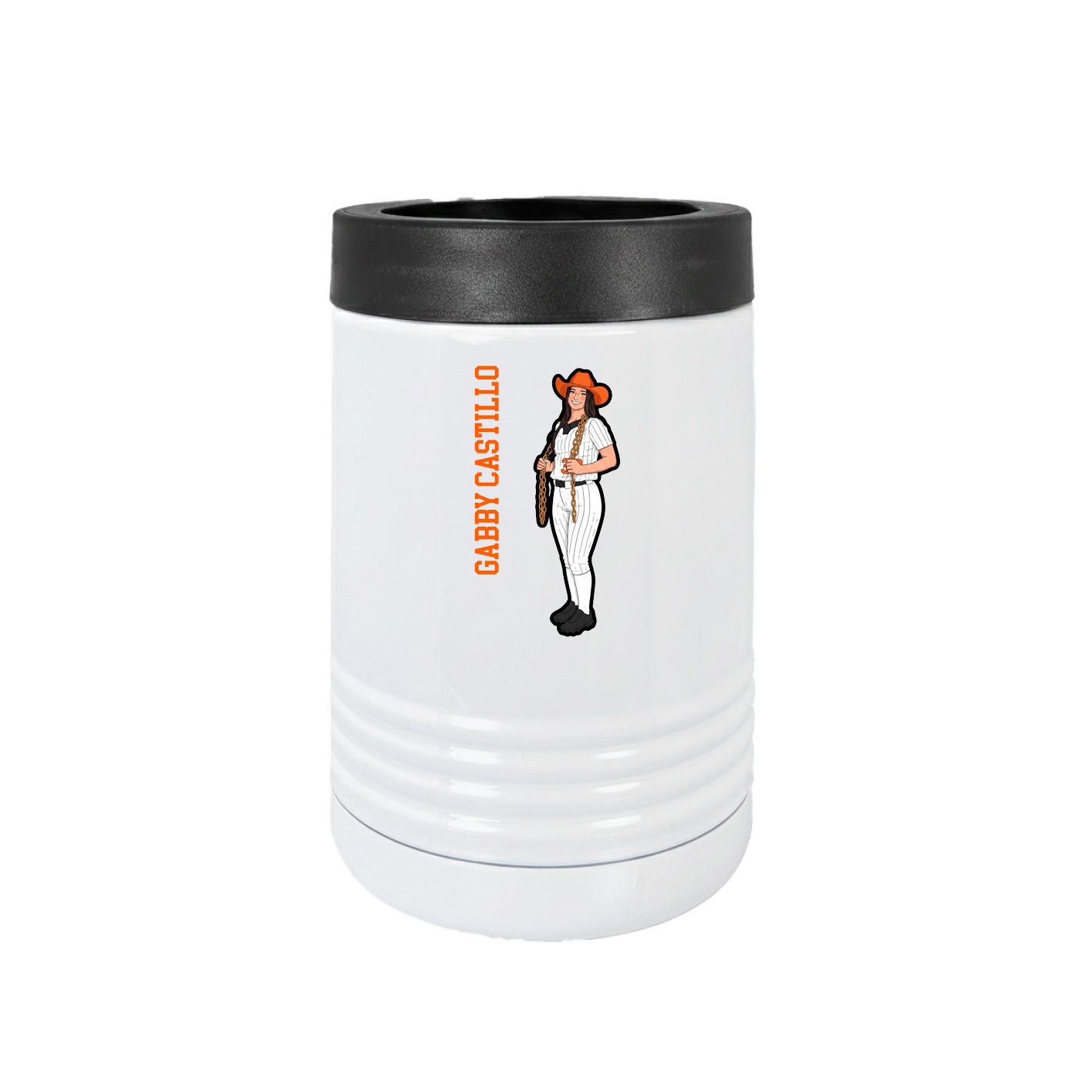 Beverage Holder — Name Vertical in White
