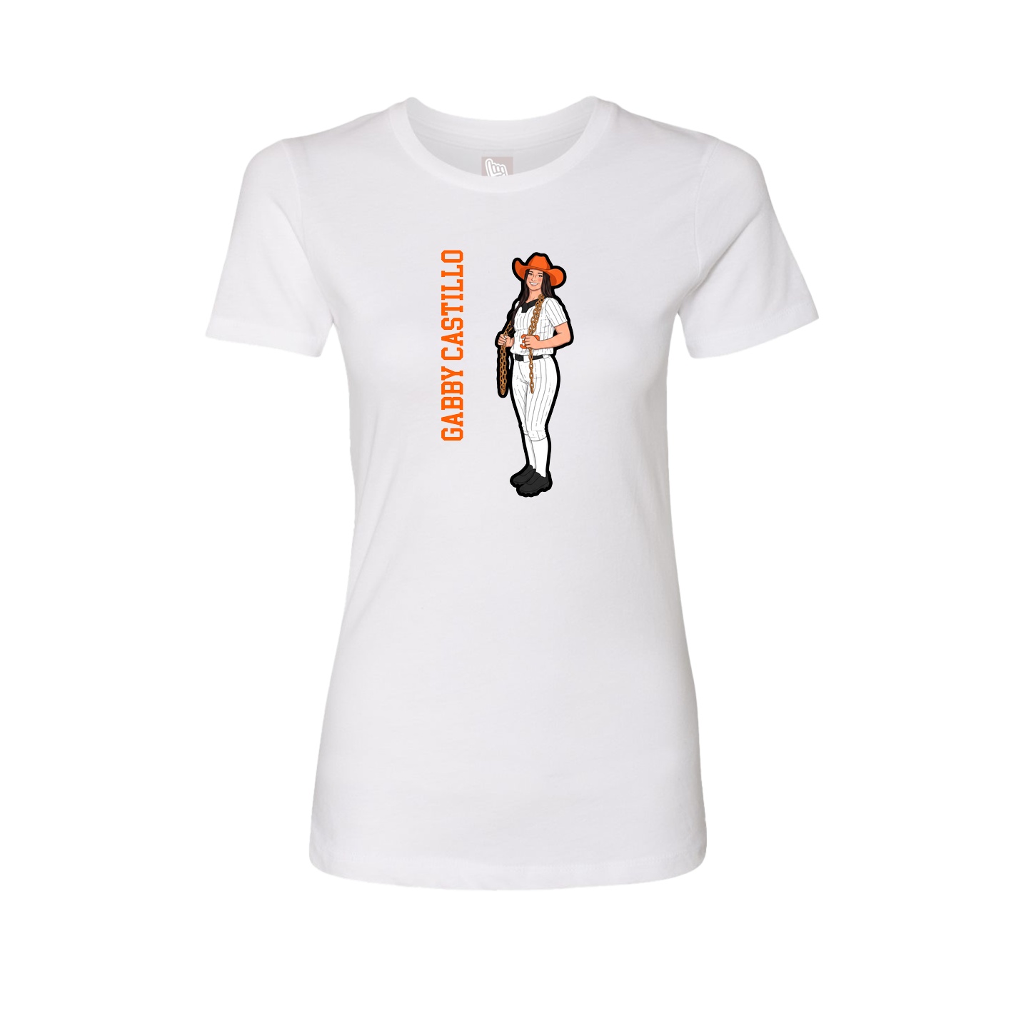 Fitted Women's Tee — Name Vertical in White