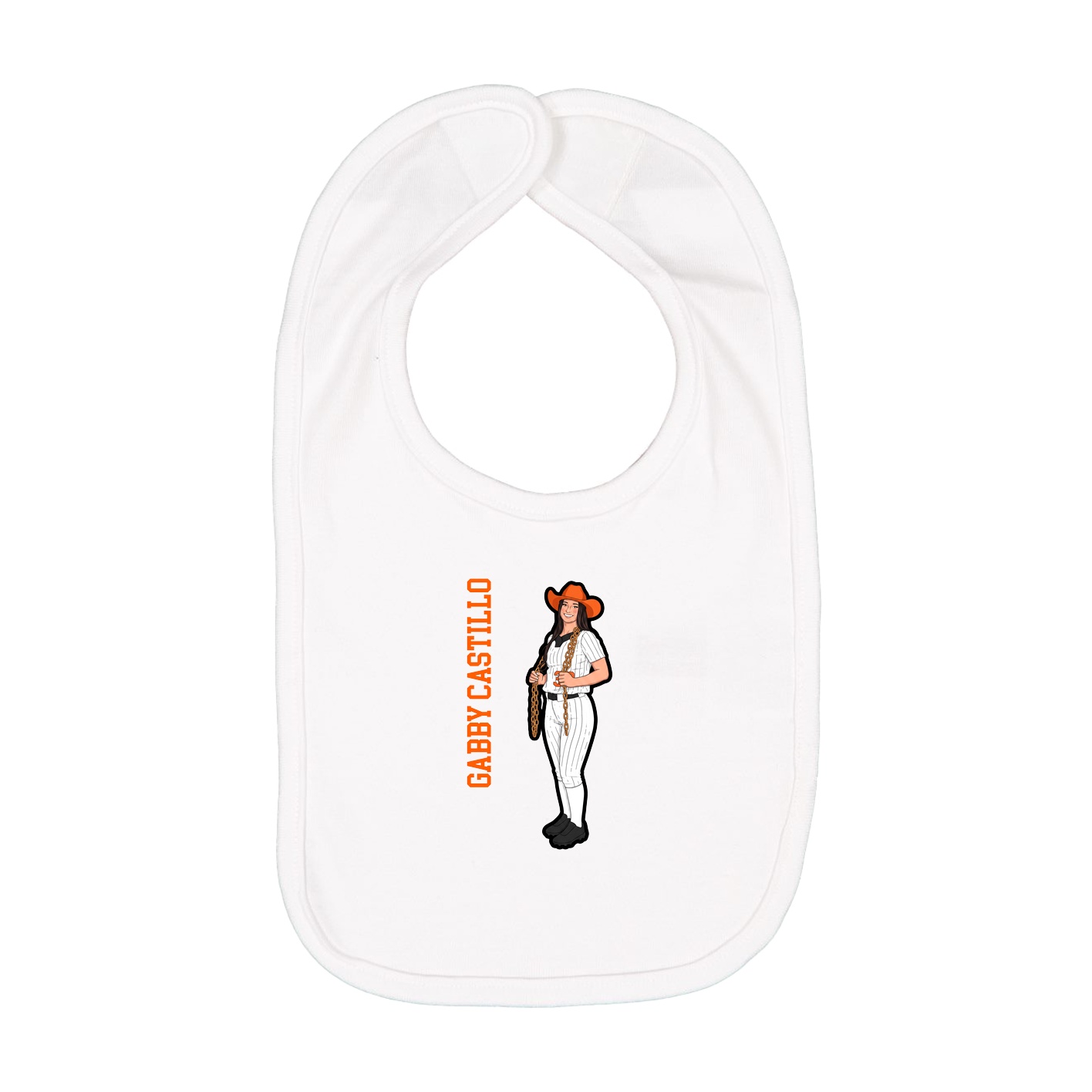Infant Bib — Name Vertical in White
