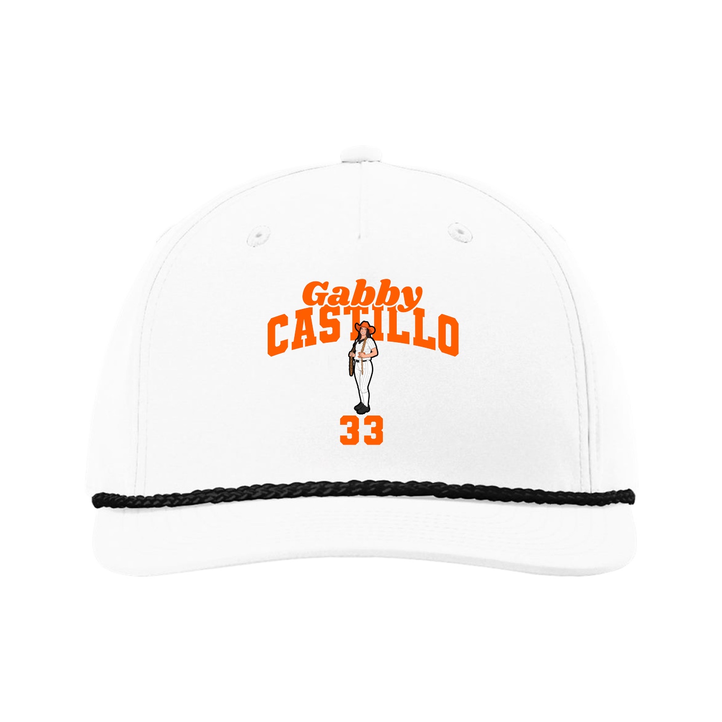Five-Panel Classic Rope Cap — Signature Arch in White