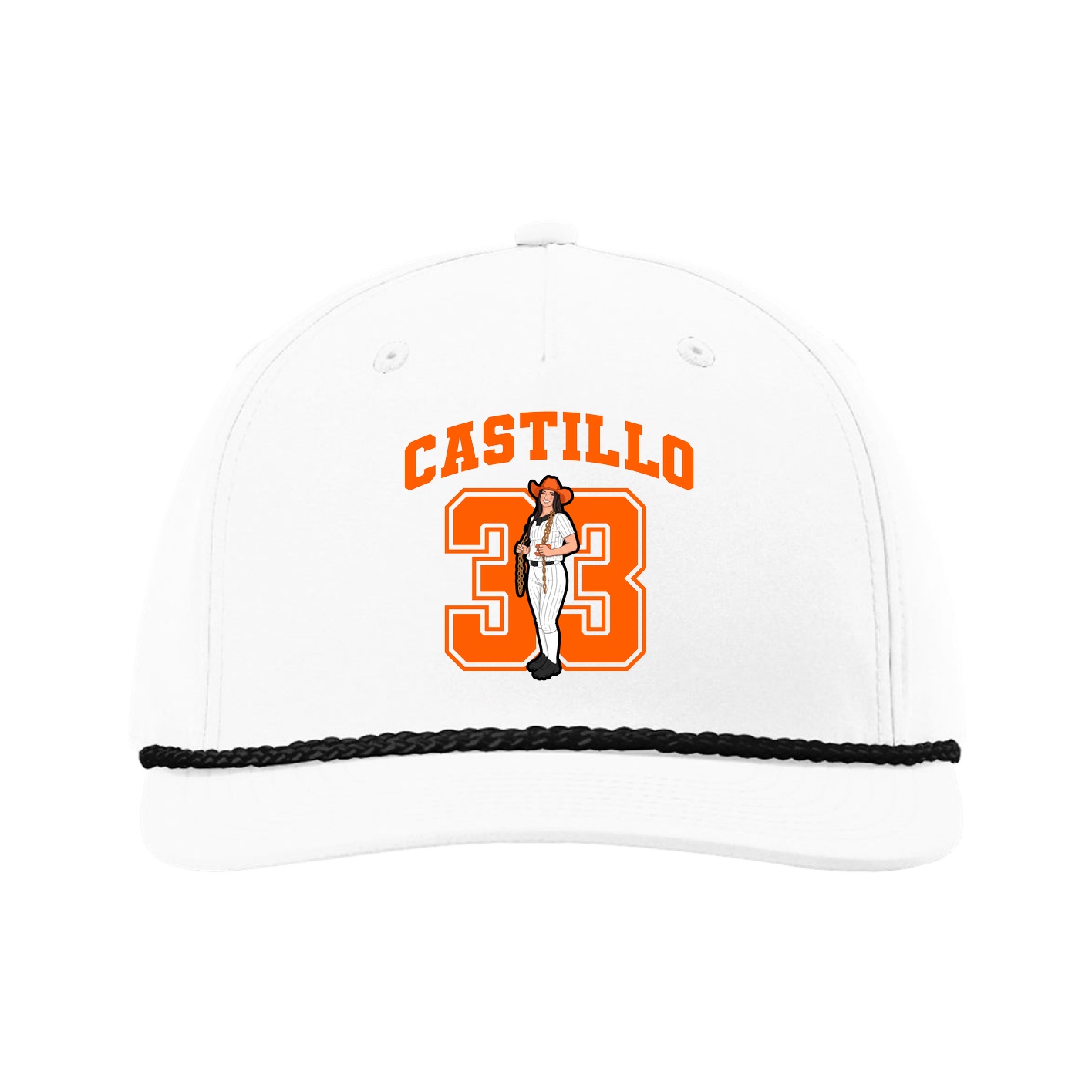 Five-Panel Classic Rope Cap — Number in White
