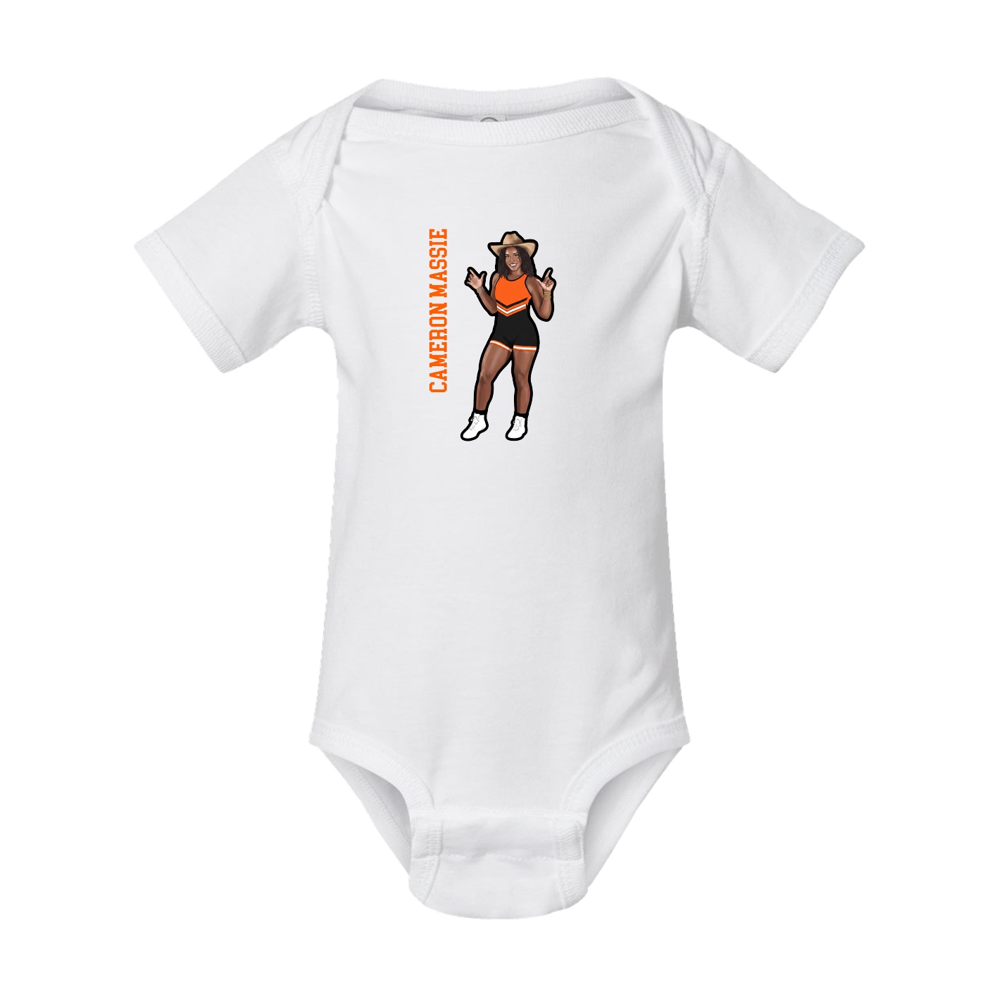Baby Onesie — Name Vertical in White