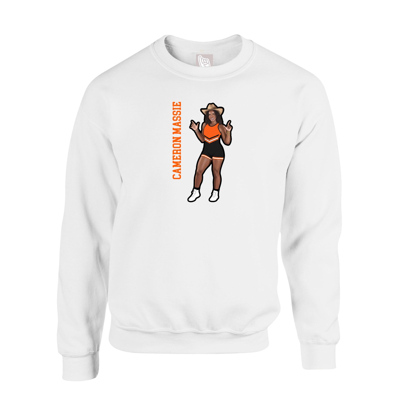 Fleece Crew — Name Vertical in White
