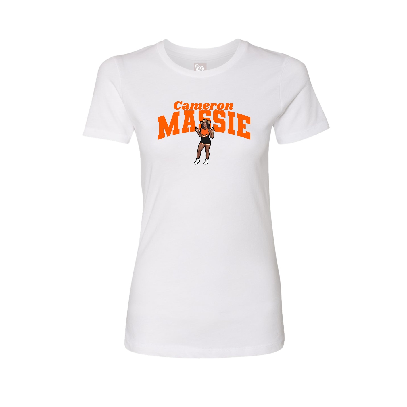 Fitted Women's Tee — Signature Arch in White