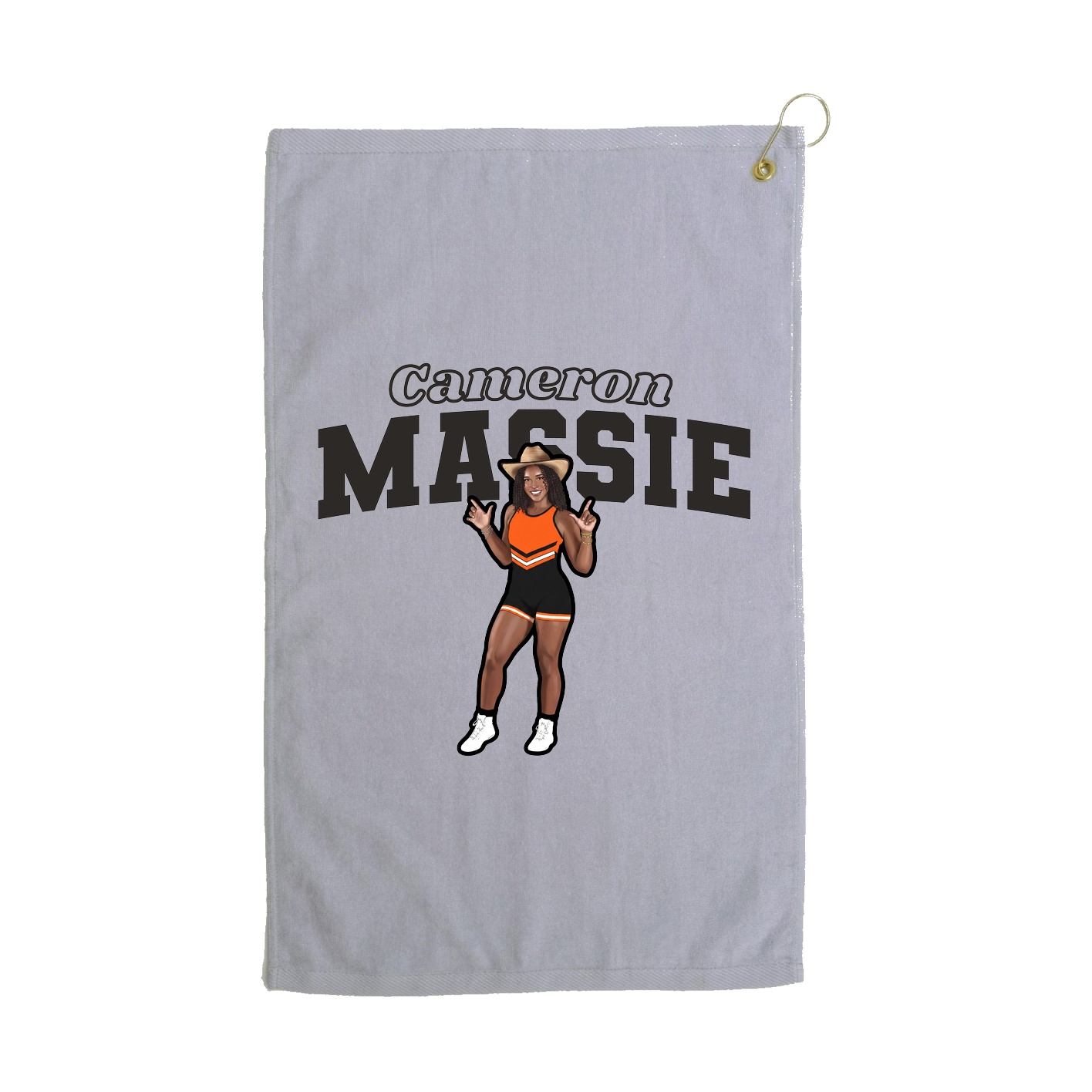 Golf Towel — Name Arch in Grey