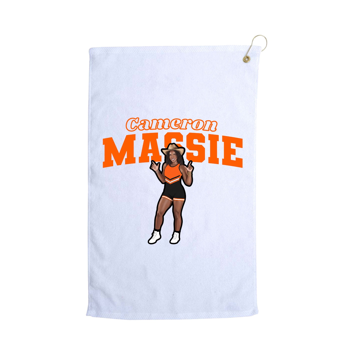 Golf Towel — Name Arch in White