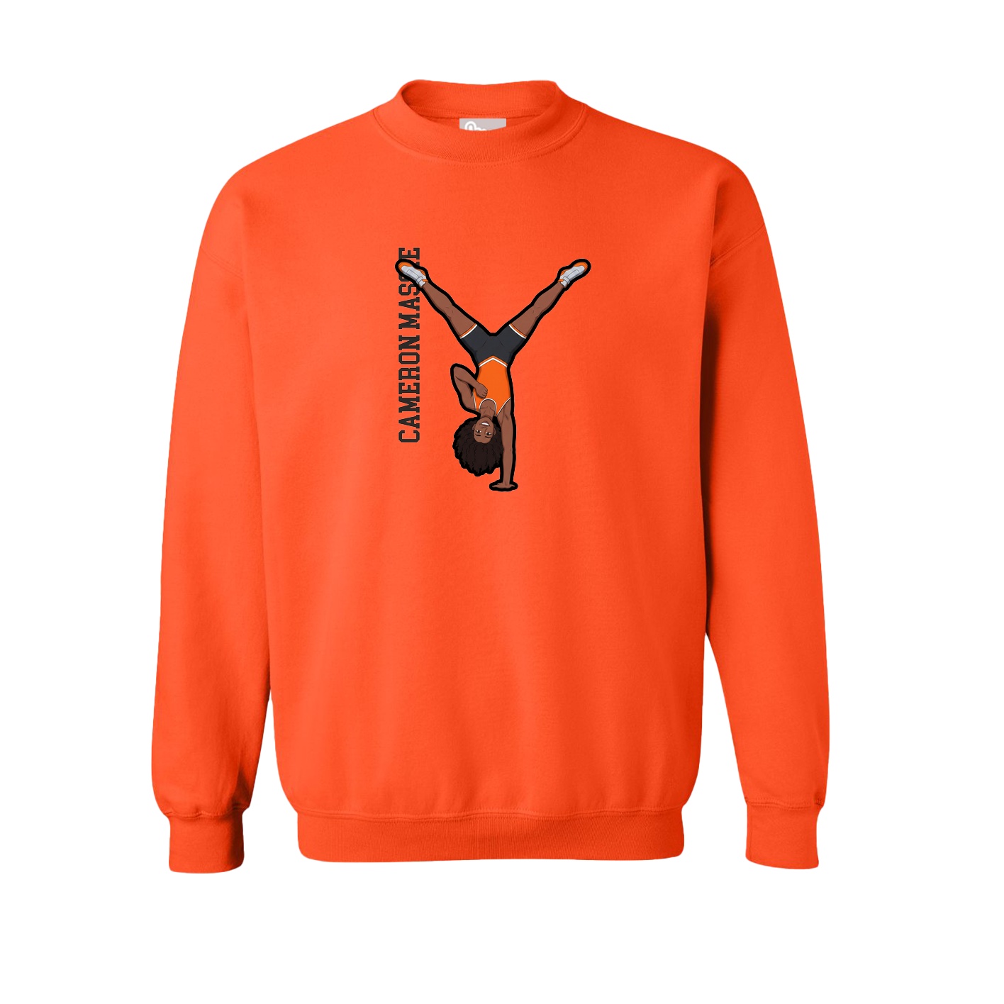 Fleece Crew — Name Vertical in Orange